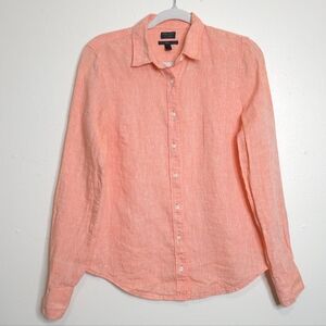 ​J. Crew Baird McNutt Irish Linen Button Down Shirt 6 Peach Pink Perfect Fit